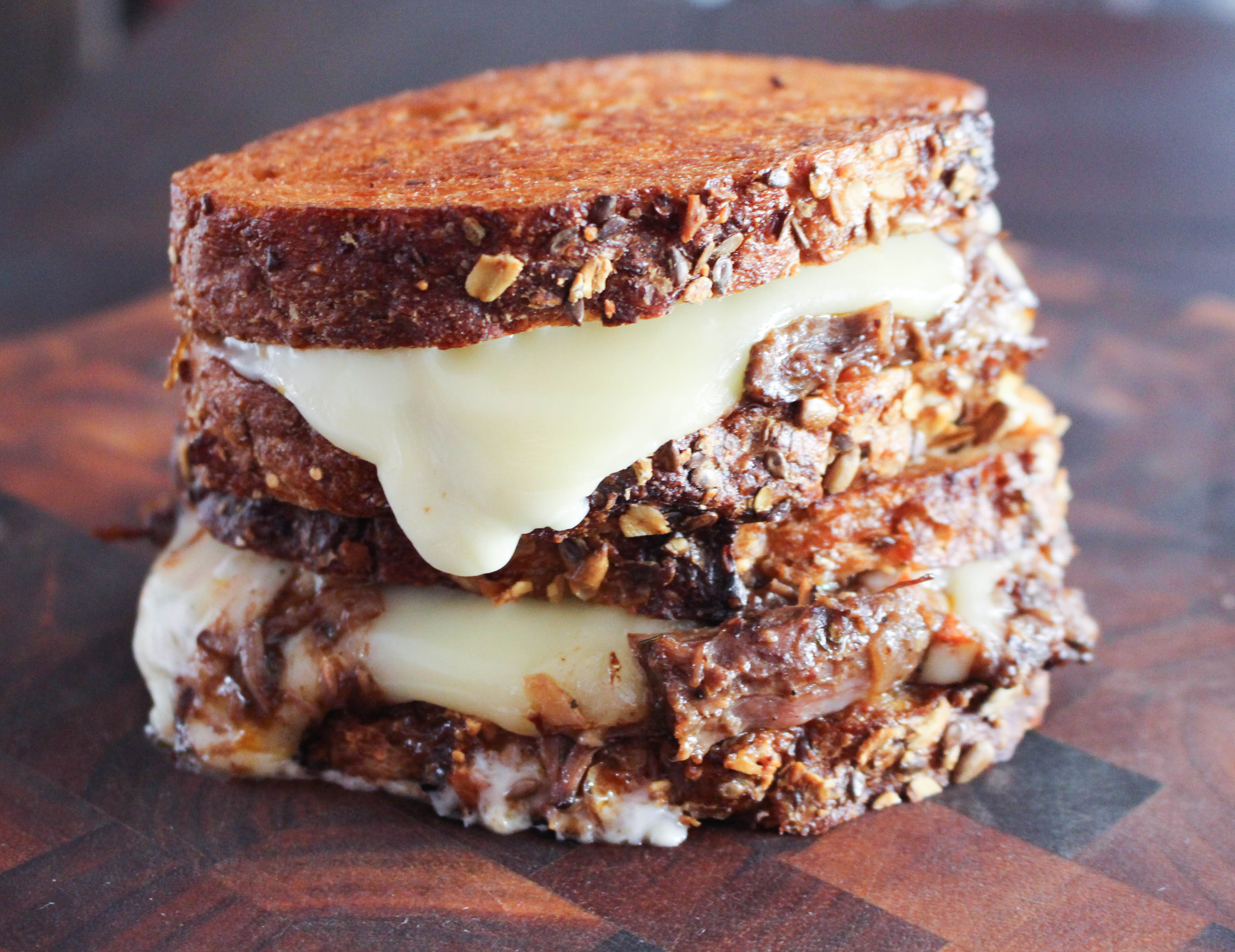 Fontina Grilled Cheese with Braised Short Rib & Brandied Fig Jam