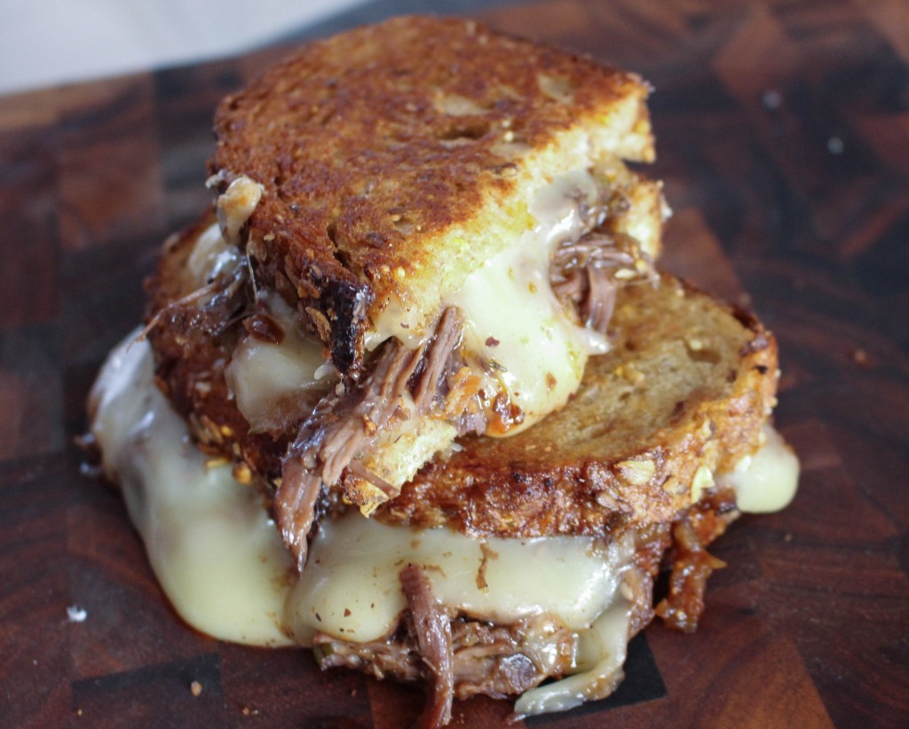 Fontina Grilled Cheese with Braised Short Rib & Brandied Fig Jam | Yes to Yolks