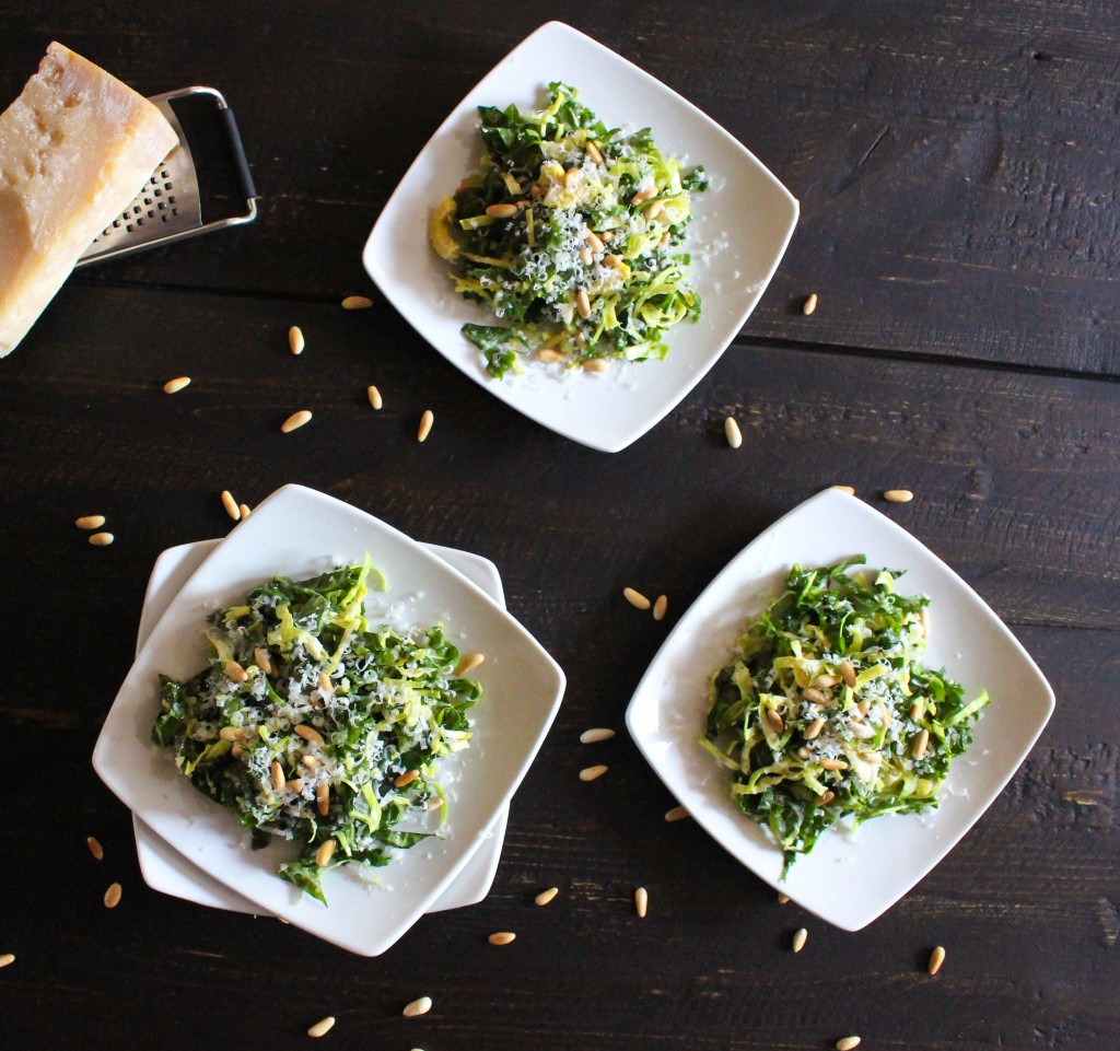Raw Brussels Sprout & Kale Salad with Lemon Dressing | Yes to Yolks