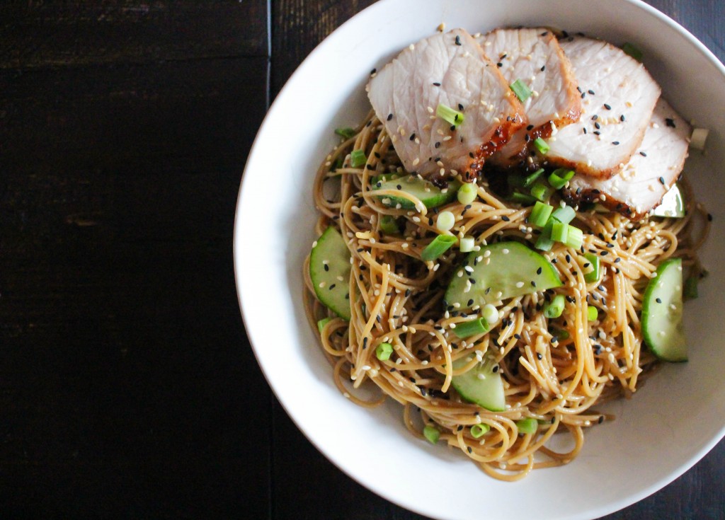 Warm Wasabi Noodles with Asian Marinated Pork | Yes to Yolks