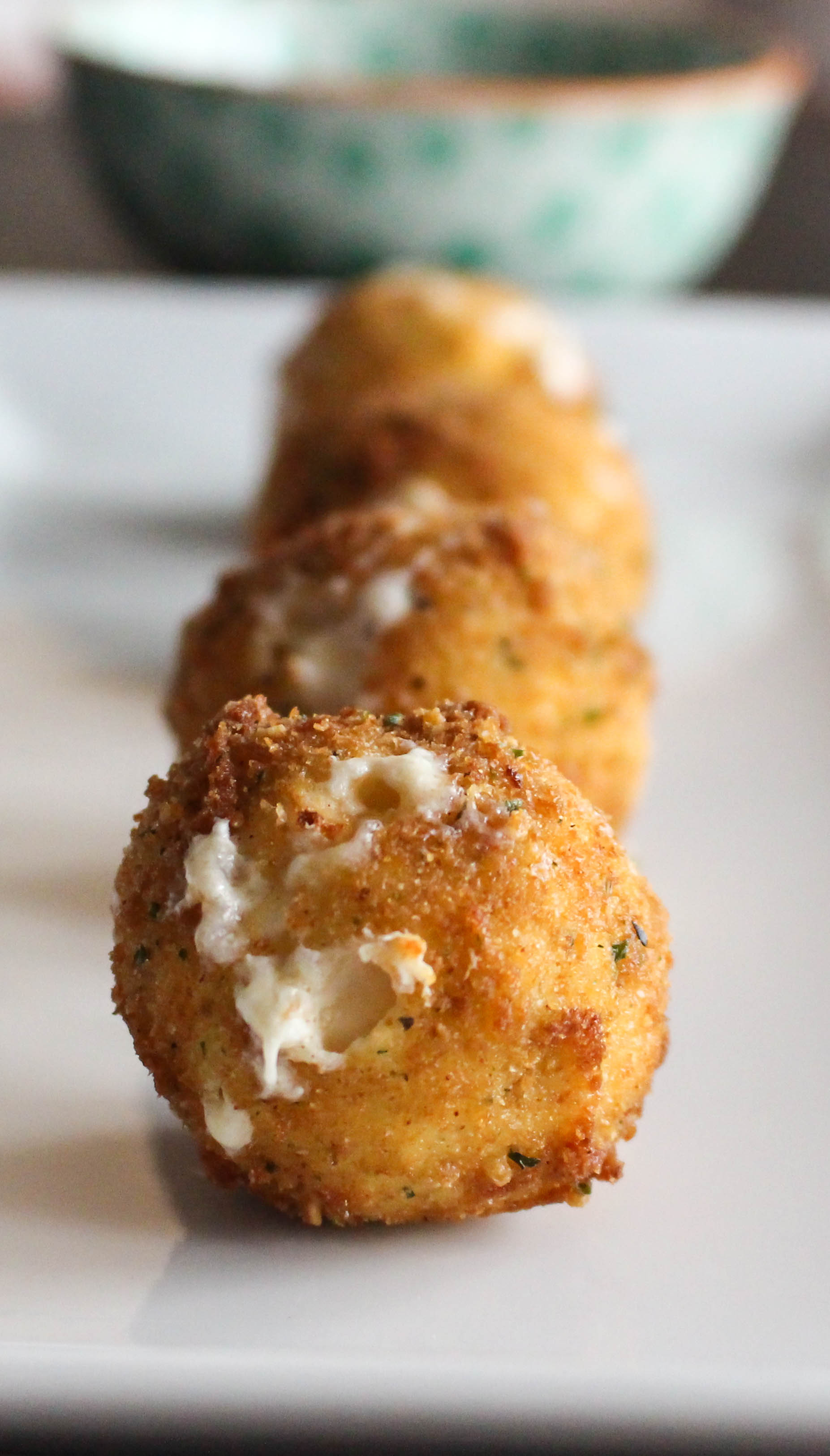 Smoked Gouda Fritters with Balsamic Honey Mustard Dipping Sauce   (Super Bowl Snack Series – Part 3)