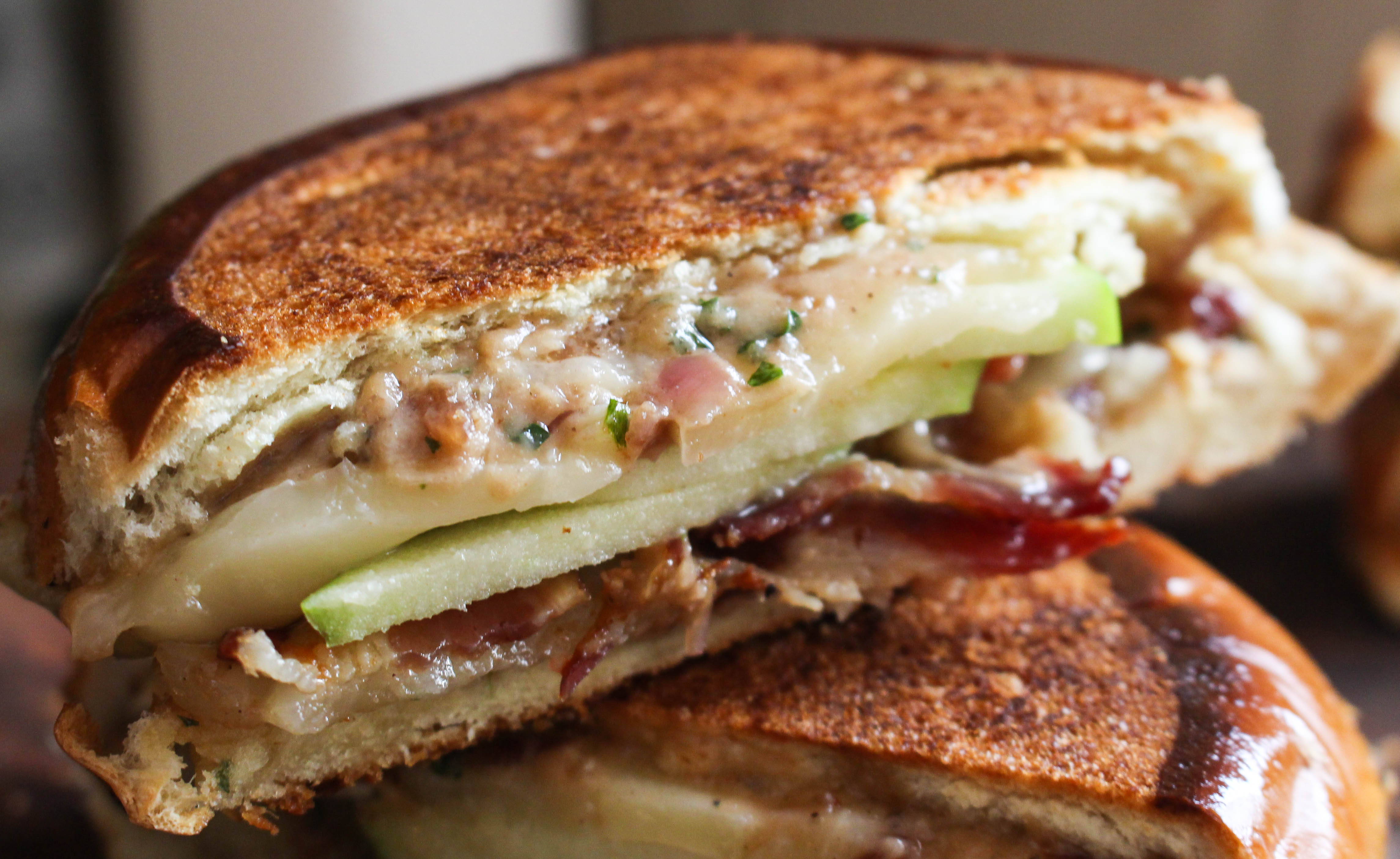 Grilled Cheese with Manchego, Bacon, Apples, & Red Onion Mayo