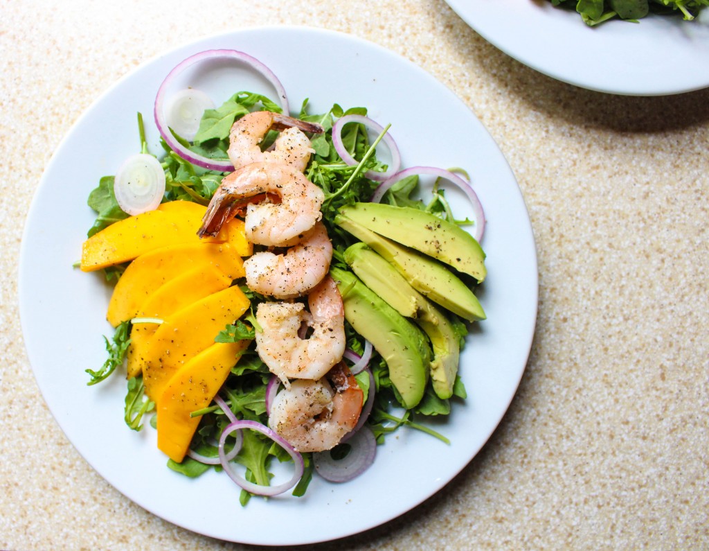 Tropical Shrimp Salad with Avocado, Mango, & Wasabi-Ginger Dressing | Yes to Yolks