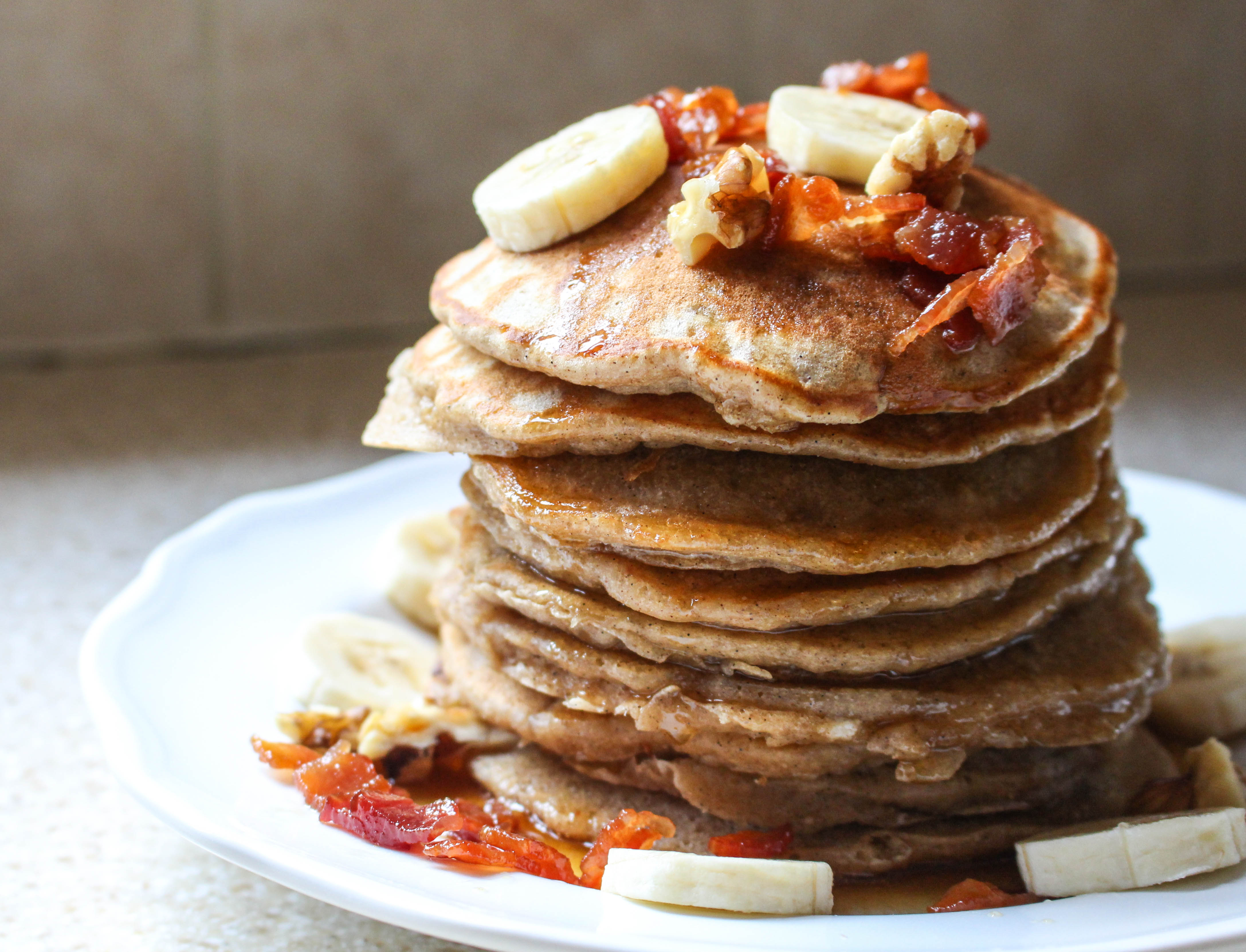 Elvis Pancakes (Peanut Butter-Banana Pancakes with Bacon Maple Syrup)
