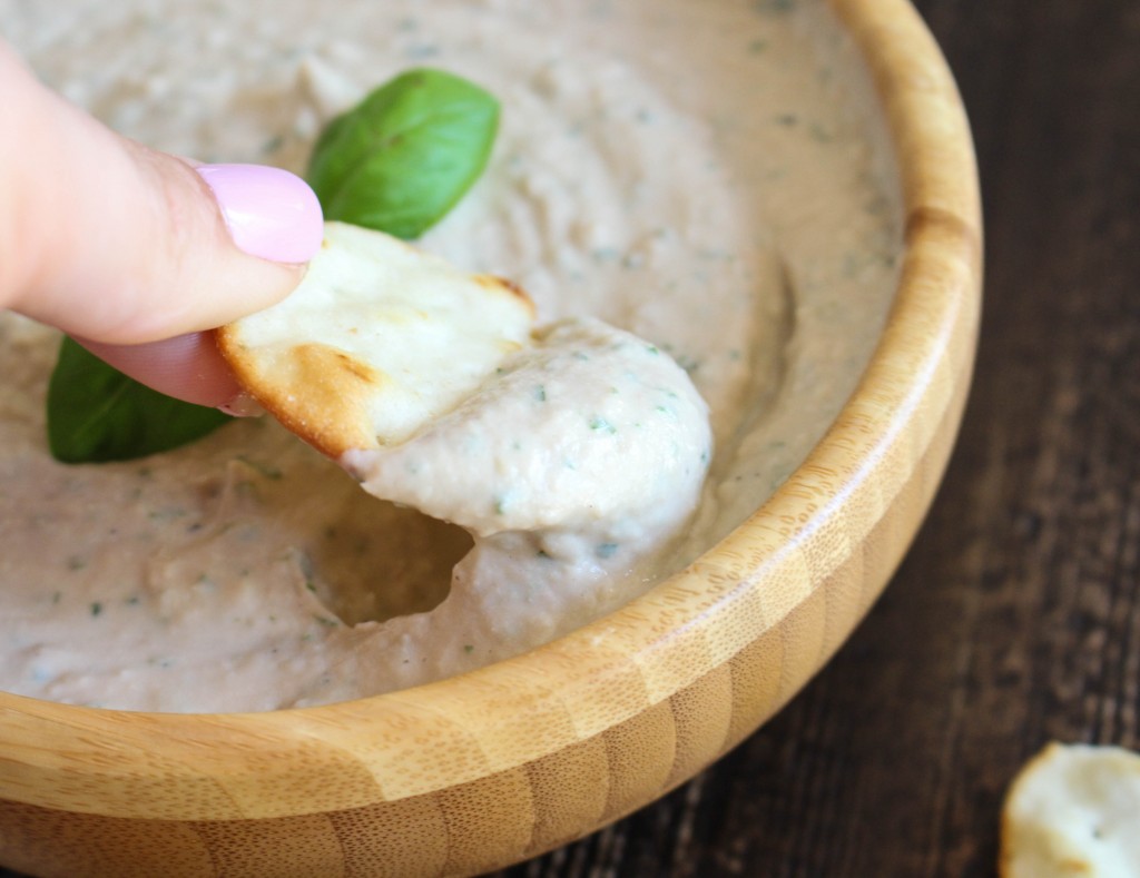 Garlicky White Bean & Basil Hummus | Yes to Yolks
