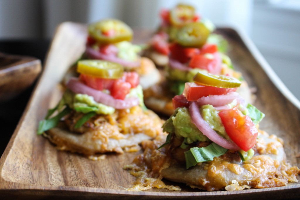 Mini Mexican Pizzas with Spicy Shredded Chicken & Avocado Crema | Yes to Yolks