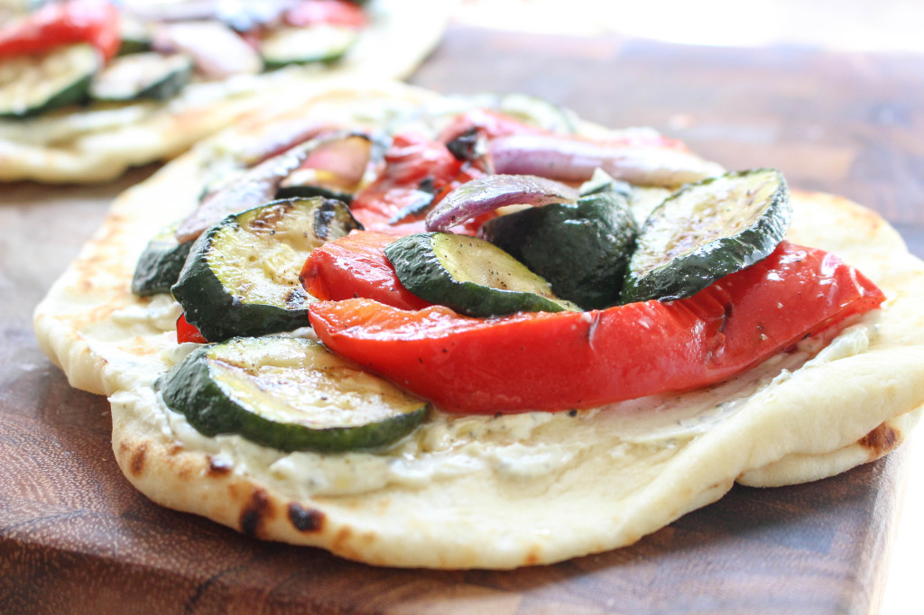 Grilled Veggie & Whipped Ricotta Naan Pizza | Yes to Yolks