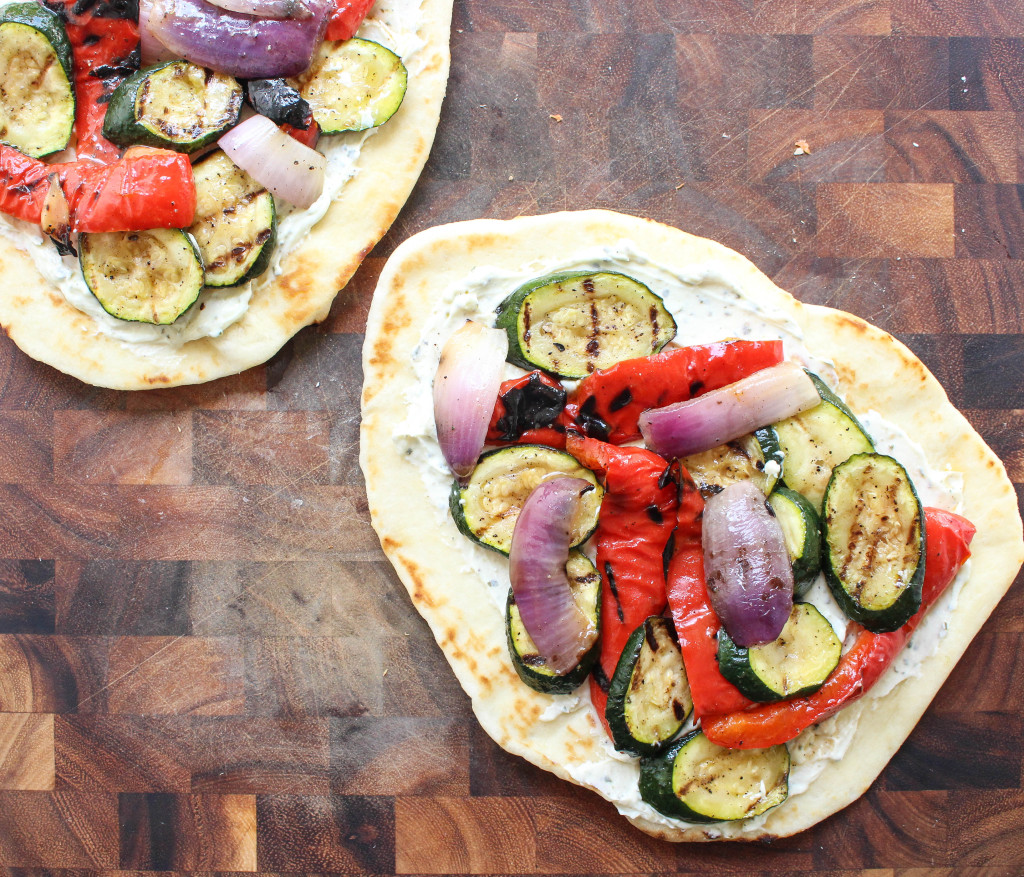 Grilled Veggie & Whipped Ricotta Naan Pizza | Yes to Yolks