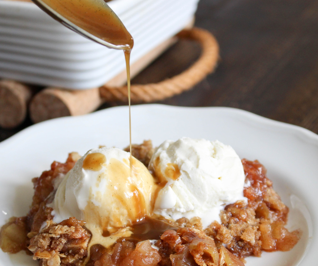 Apple Crisp with Salted Coffee Caramel Sauce | Yes to Yolks