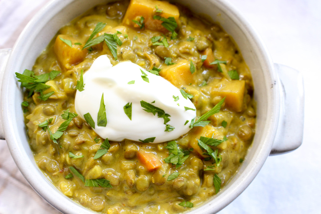 Coconut Ginger Lentil Soup with Butternut Squash | Yes to Yolks