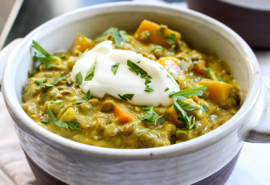 Coconut Ginger Lentil Soup with Butternut Squash | Yes to Yolks