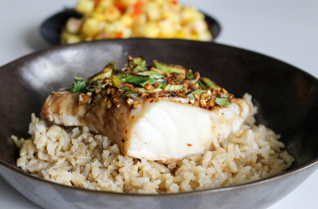 Asian Cod with Coconut Rice & Mango Salsa | Yes to Yolks