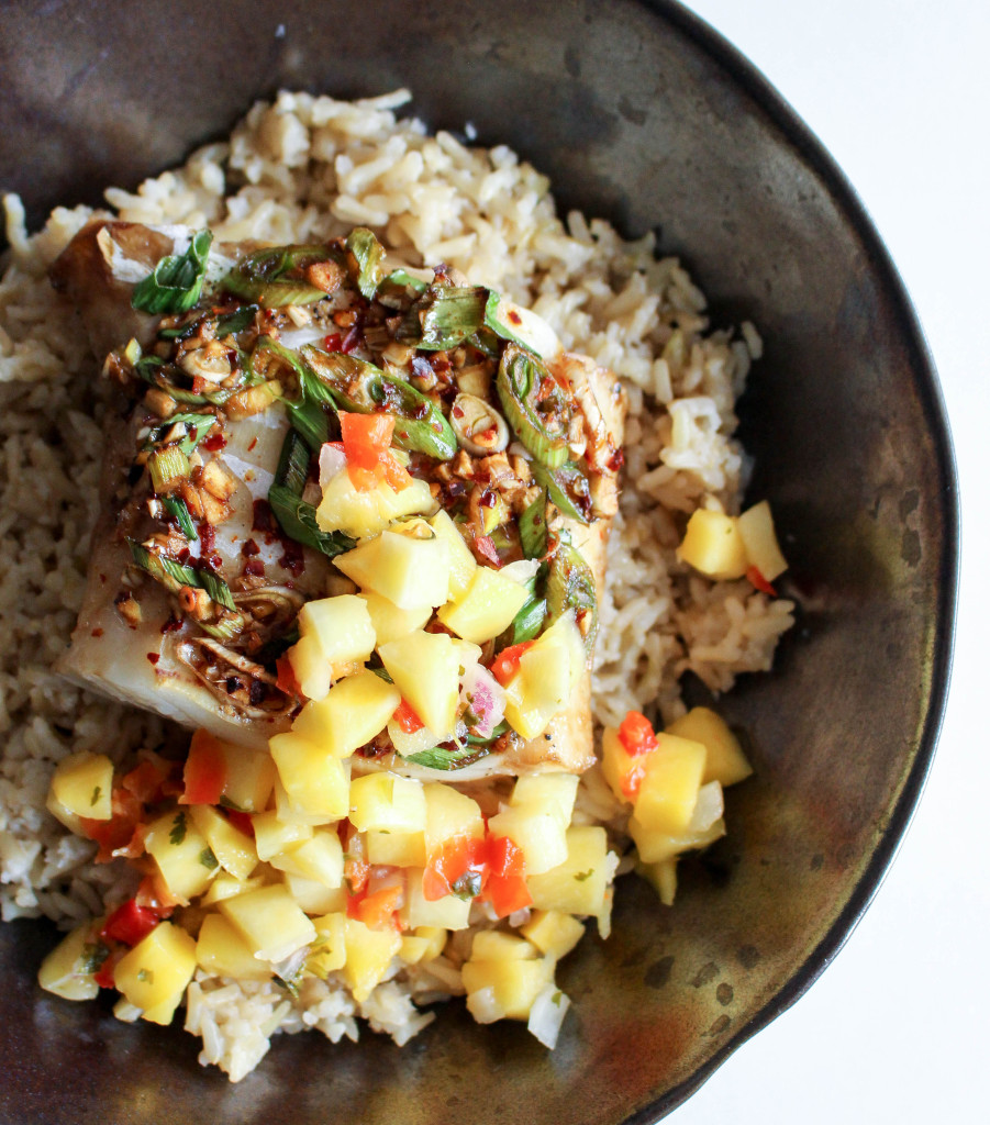 Asian Cod with Coconut Rice & Mango Salsa | Yes to Yolks