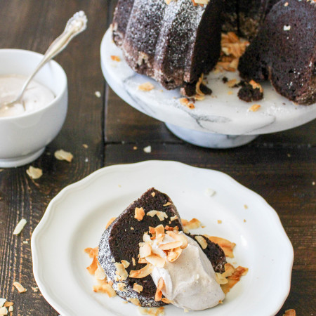 Chocolate-Coconut Pound Cake with Whipped Cinnamon Coconut Cream