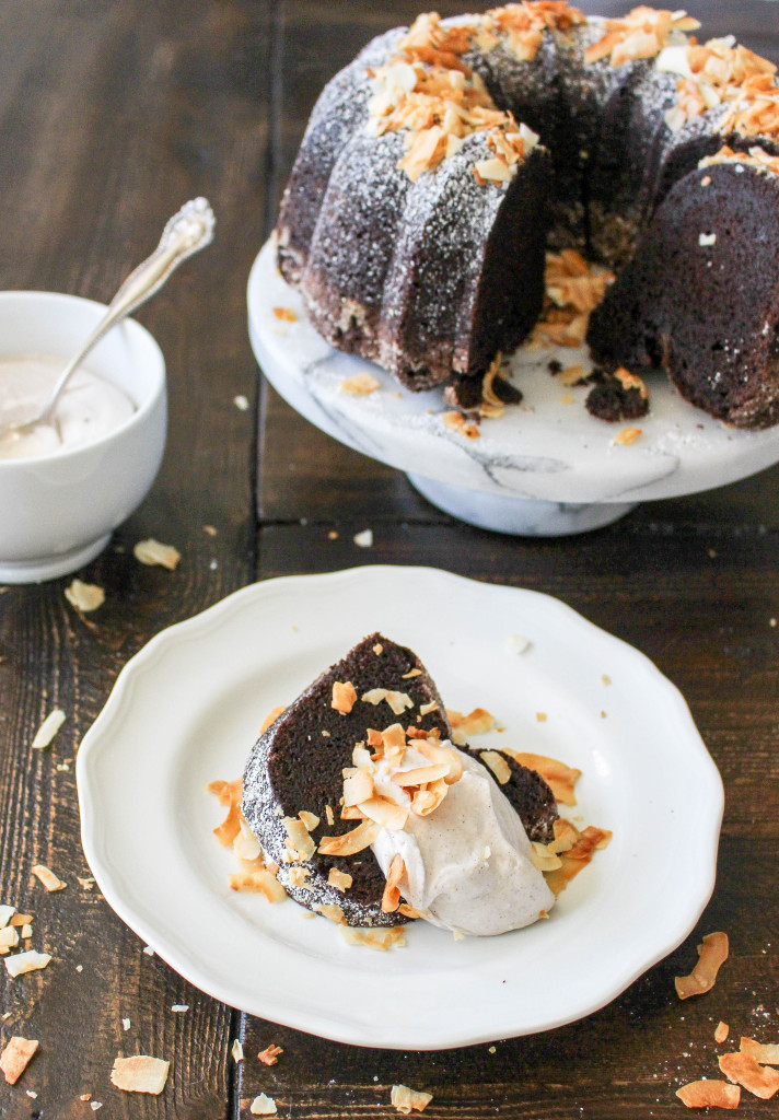 Chocolate-Coconut Pound Cake with Whipped Cinnamon Coconut Cream | Yes to Yolks