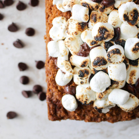 S’mores Quick Bread with Graham Cracker Streusel & Toasted Marshmallows