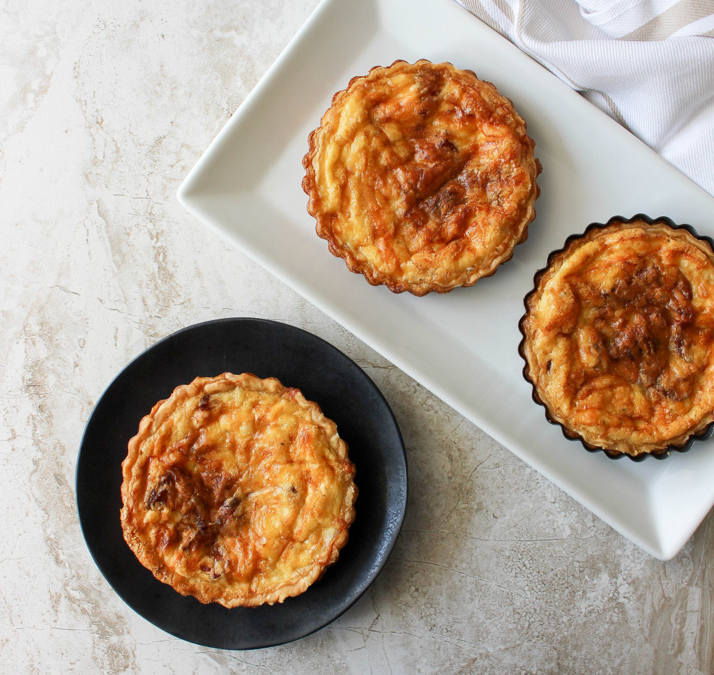Mini Quiches with Caramelized Onions, Gruyere, & Bacon | Yes to Yolks