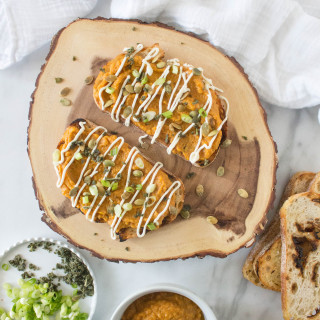 Grilled Pumpkin Toasts with Brown Butter Crema & Toasted Pepitas
