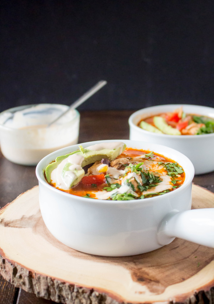 Healthy Mexican Chicken Soup with Chipotle-Lime Crema | yestoyolks.com