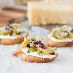 Agrodolce Brussels Sprout Crostini with Whipped Ricotta | yestoyolks.com