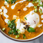 Lentil Soup with Poached Egg & Spiced Oil Drizzle - a hearty and healthy soup recipe that is warming and delicious! | yestoyolks.com