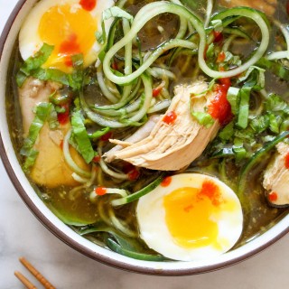 Herbed Chicken Pho with Zucchini Noodles & Soft-Boiled Eggs