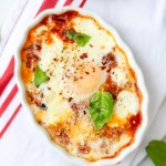 Baked Eggs with Pepperoni & Fresh Mozzarella | yestoyolks.com