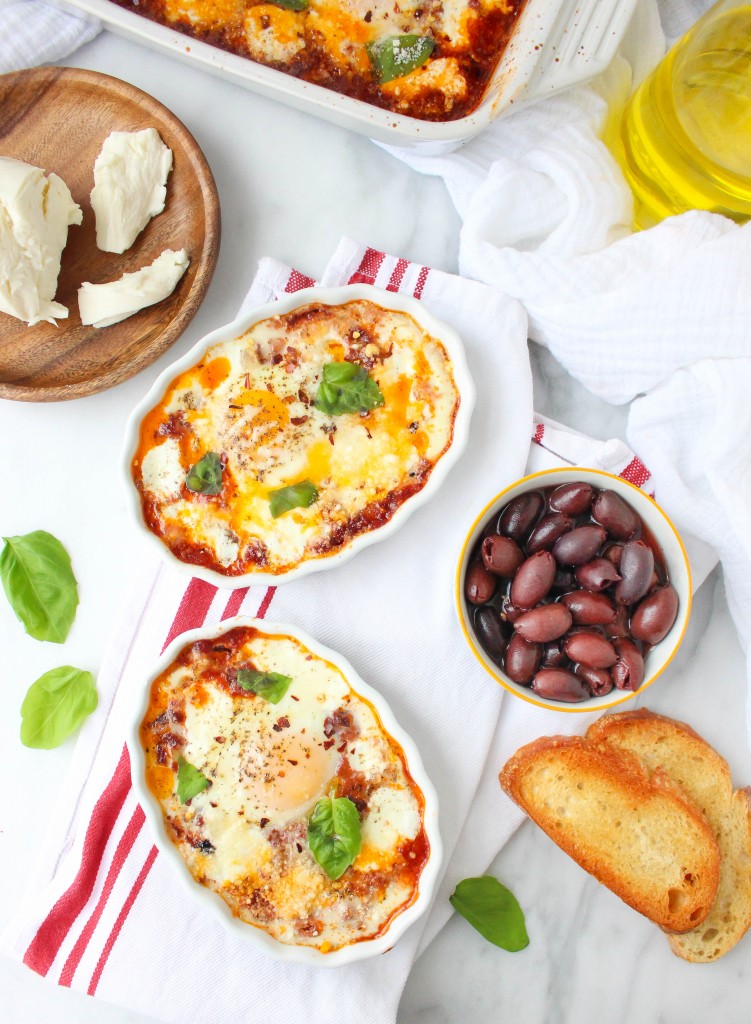 Baked Eggs with Pepperoni & Fresh Mozzarella | yestoyolks.com