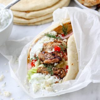 Greek Chicken Gyros with Tzatziki & Pickled Vegetables
