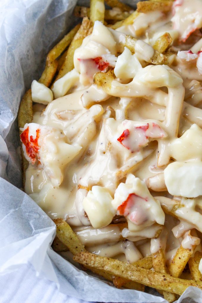 Lobster Poutine with Brown Butter Cheese Sauce | yestoyolks.com