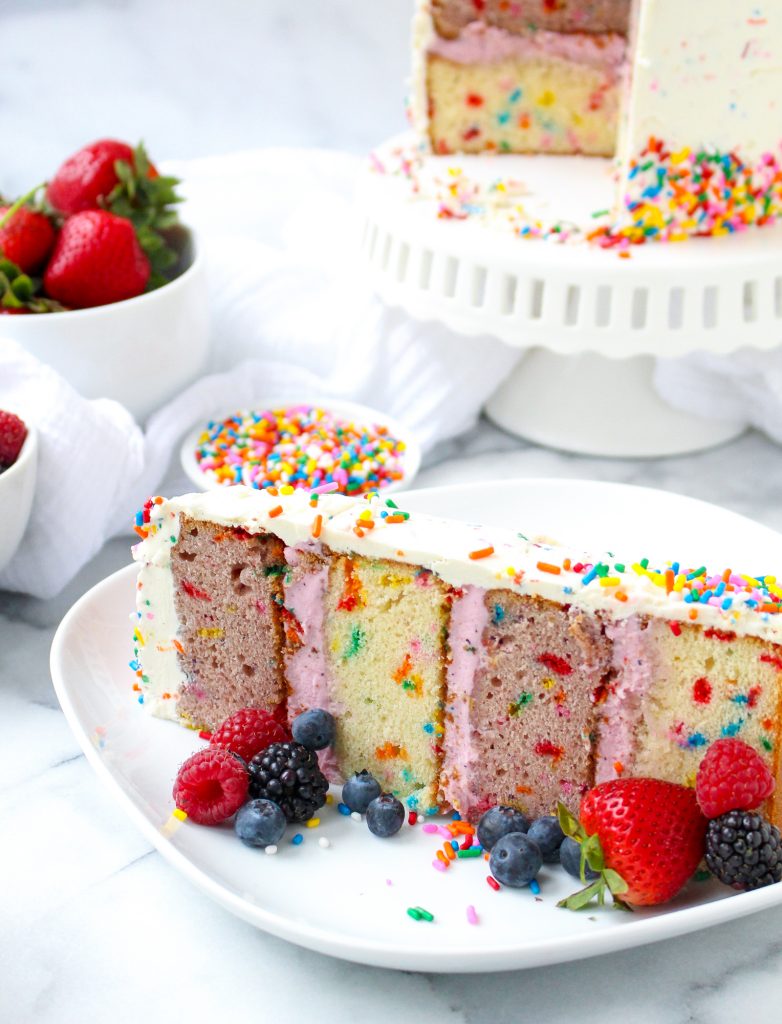 Mixed Berry Confetti Layer Cake | yestoyolks.com