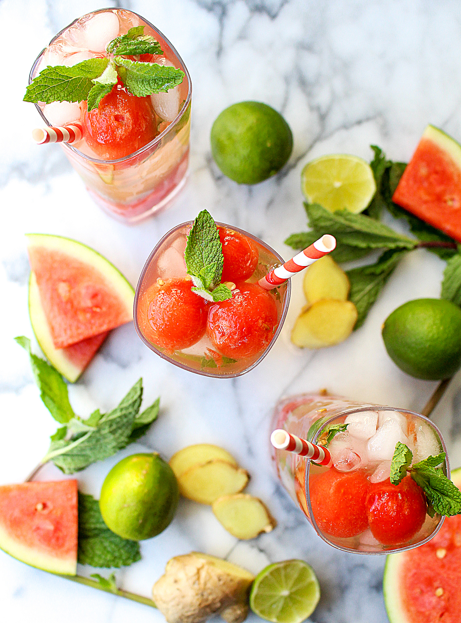 Ginger-Mint Watermelon Mojitos
