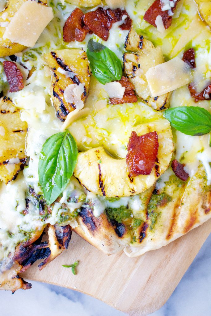 Grilled Pineapple Pizza with Bacon & Pesto