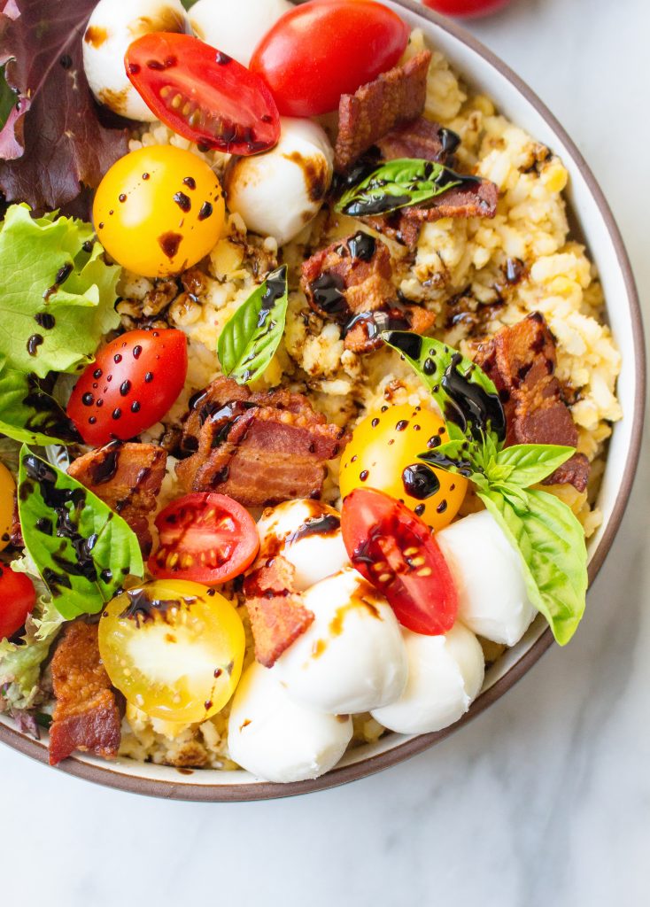 Caprese Rice & Lentil Bowls with Bacon