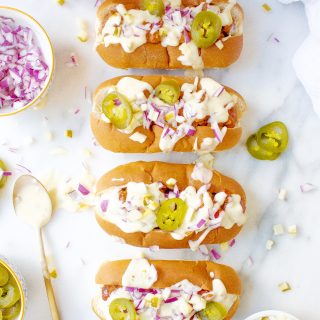 Slow-Cooker Chili Dogs with Jalapeño Beer Cheese