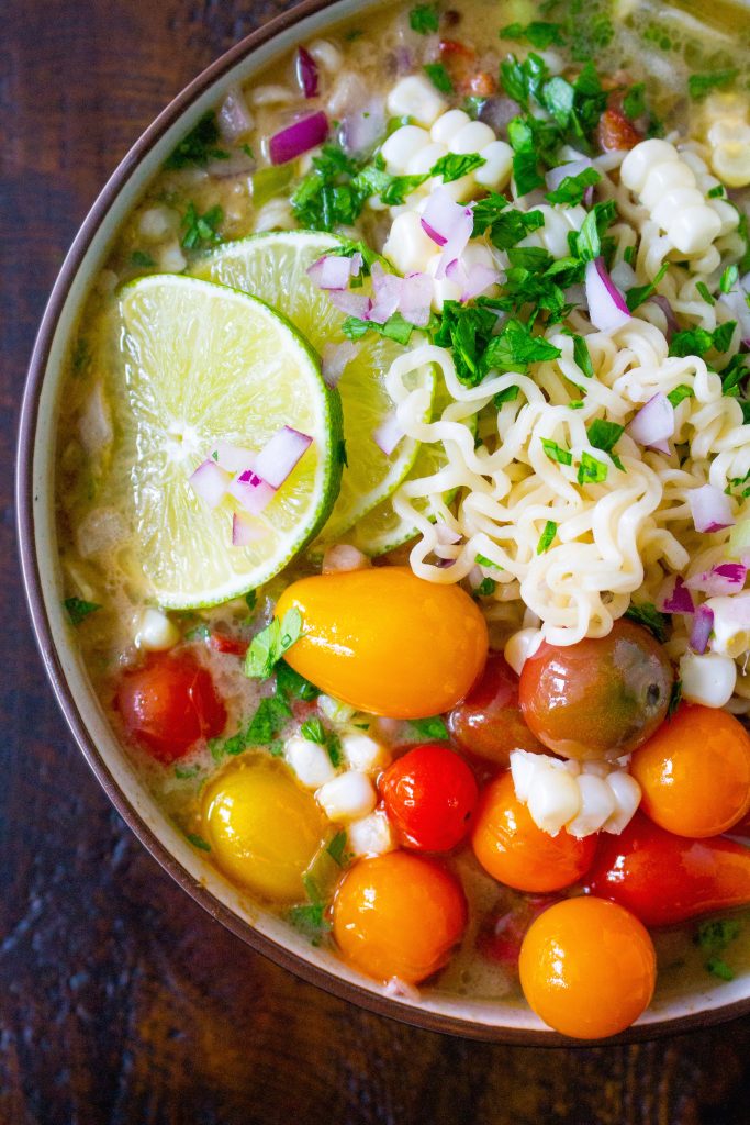 Summer Ramen with Fresh Corn & Blistered Tomatoes