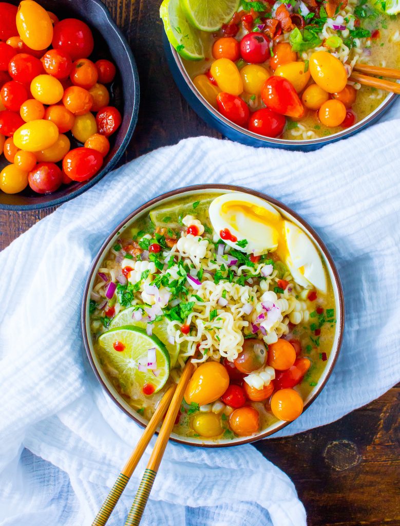 Summer Ramen with Fresh Corn & Blistered Tomatoes