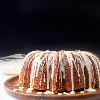 Cinnamon Roll Coffee Cake with Vanilla Bean Cream Cheese Glaze