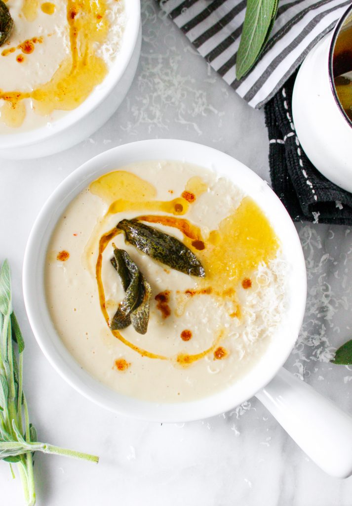 Creamy Cauliflower Soup with Fried Sage & Brown Butter