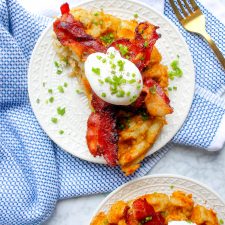 Eggs Benedict on Tater Tot Waffles - Pudge Factor