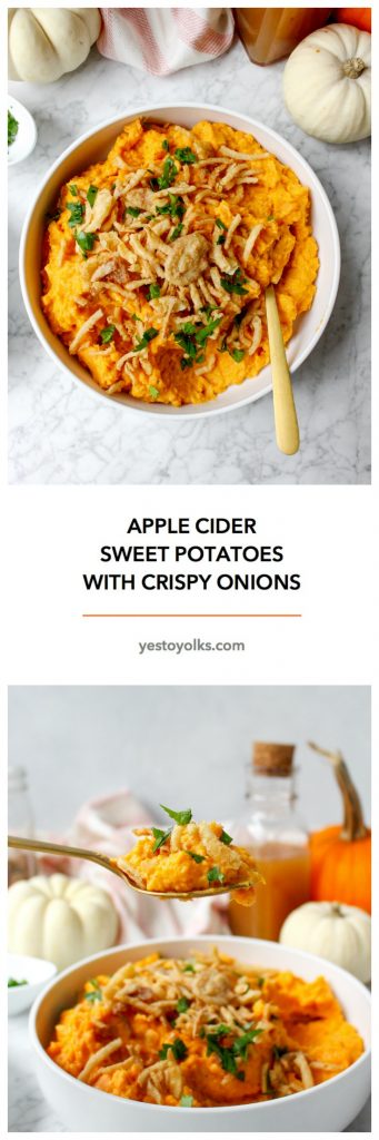 Apple Cider Sweet Potatoes with Crispy Onions