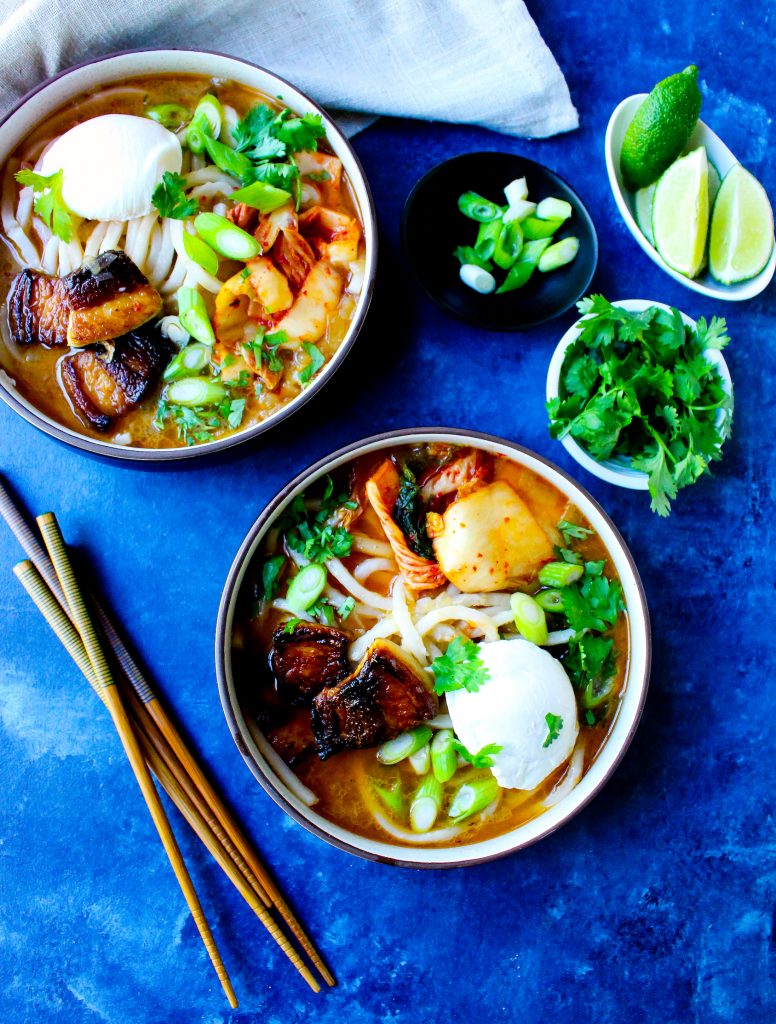 Sweet & Spicy Korean Pork Belly Udon Soup