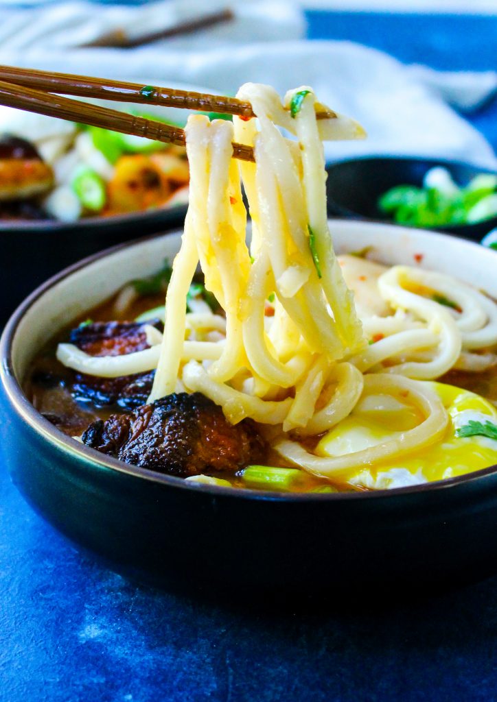 Sweet & Spicy Korean Pork Belly Udon Soup