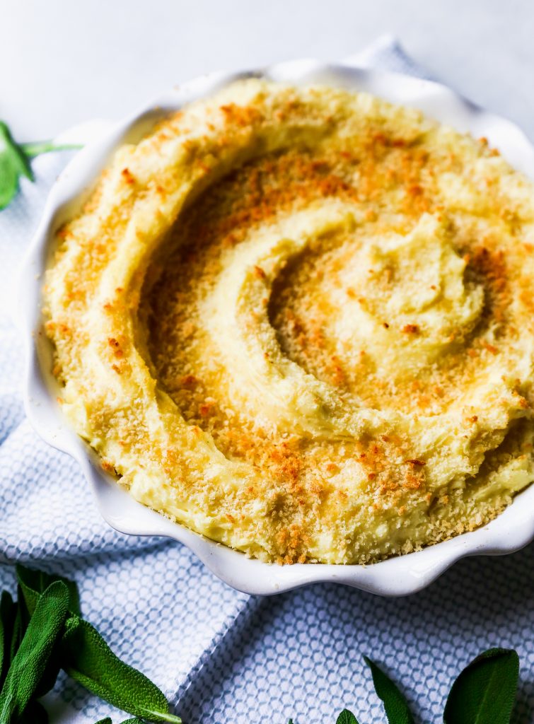 Cheesy Mashed Potato Gratin with Sage Butter