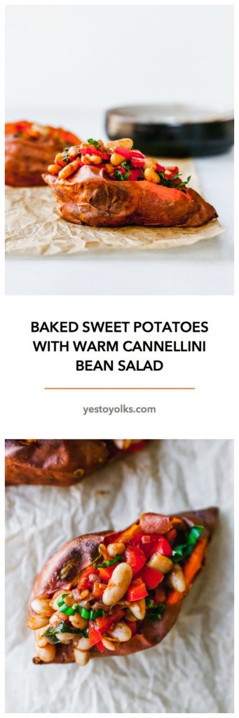Baked Sweet Potatoes with Warm Cannellini Bean Salad