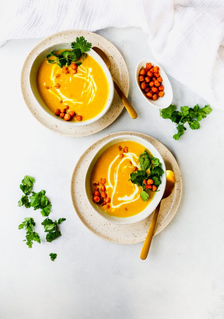 Golden Cauliflower Soup with Crispy Chickpeas