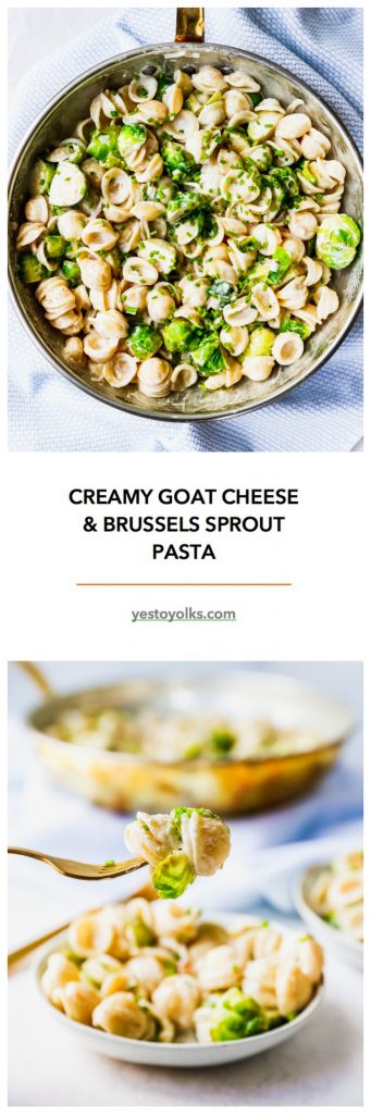Creamy Goat Cheese & Brussels Sprouts Pasta