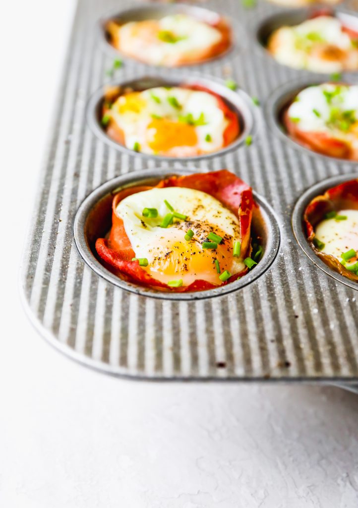 Prosciutto Egg Cups with Spinach & Horseradish