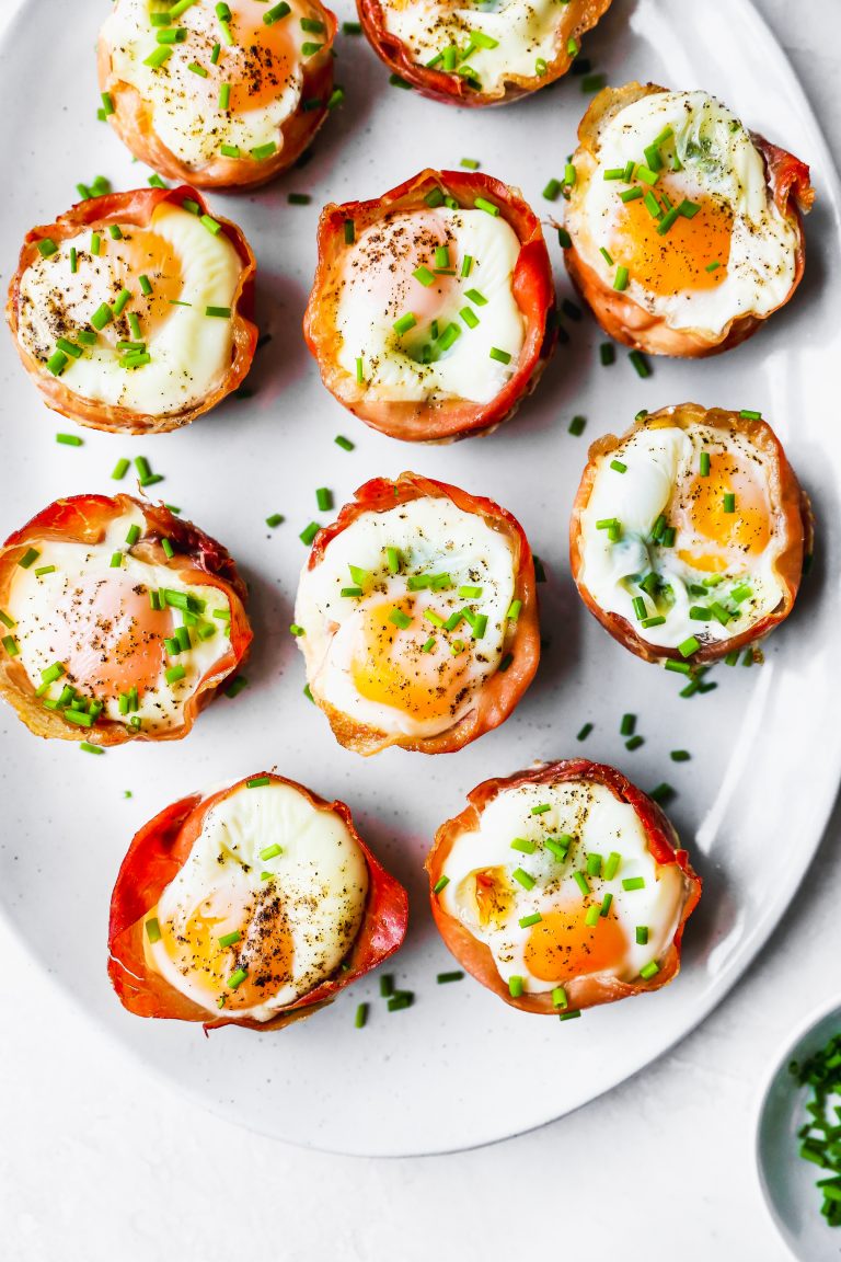 Prosciutto Egg Cups with Spinach & Horseradish - Yes to Yolks