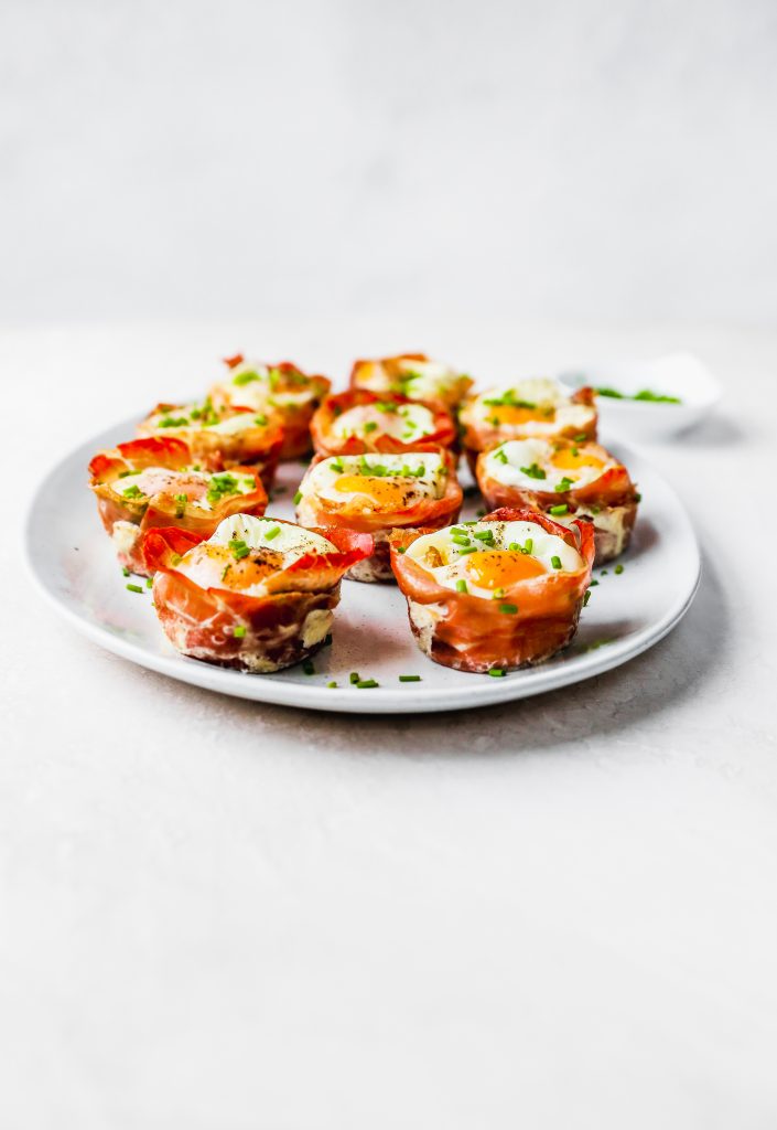 Prosciutto Egg Cups with Spinach & Horseradish